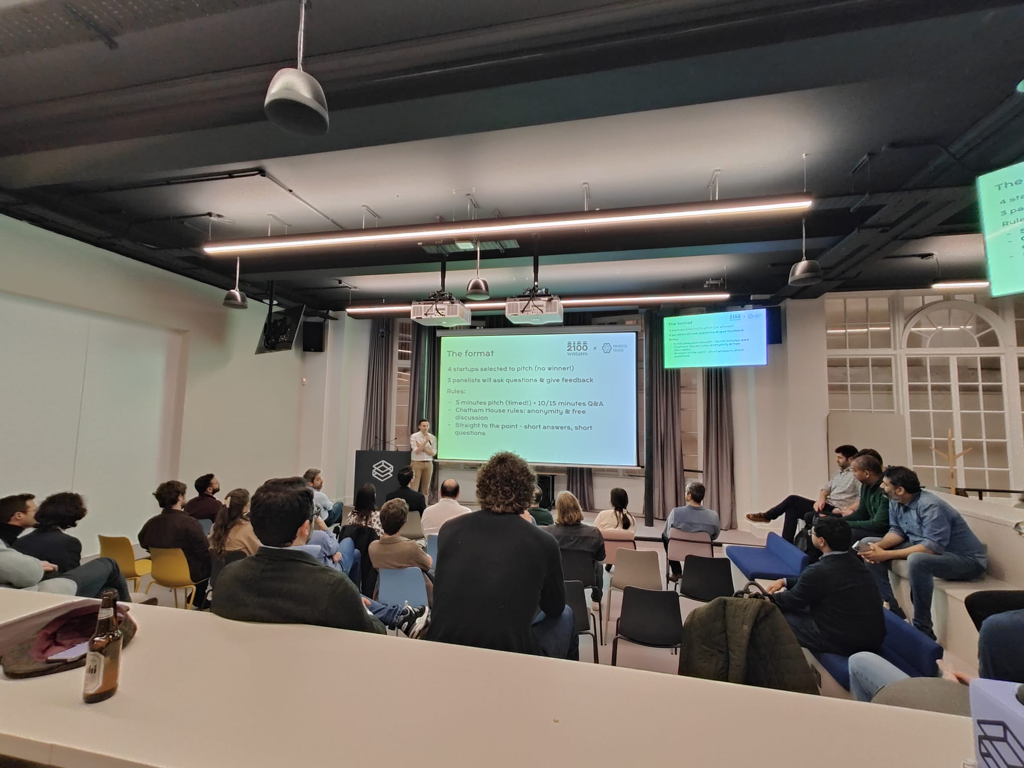 A founder presenting at Pitch the Guild #1, London